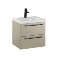 Szafka Wisząca Z Umywalką RON 50 cm - Cappuccino Mat - Uchwyty Czarne Matowe