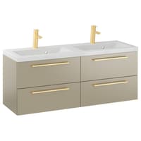Szafka Wisząca Z Umywalką RON 120 cm DUO - Cappuccino Mat - Uchwyty Złote Szczotkowane