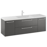 Szafka Wisząca Z Umywalką RON 140 cm D - Titan Mat - Uchwyty Białe Matowe