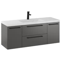 Szafka Wisząca Z Umywalką RON 120 cm D - Titan Mat - Uchwyty Czarne Matowe