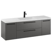 Szafka Wisząca Z Umywalką RON 140 cm D - Titan Mat - Uchwyty Czarne Matowe