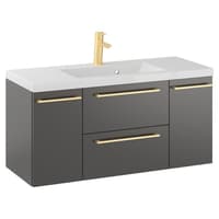 Szafka Wisząca Z Umywalką RON 100 cm D - Titan Mat - Uchwyty Złote Szczotkowane
