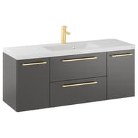Szafka Wisząca Z Umywalką RON 120 cm D - Titan Mat - Uchwyty Złote Szczotkowane