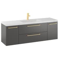 Szafka Wisząca Z Umywalką RON 140 cm D - Titan Mat - Uchwyty Złote Szczotkowane