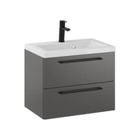 Szafka Wisząca Z Umywalką RON 60 cm - Titan Mat - Uchwyty Czarne Matowe