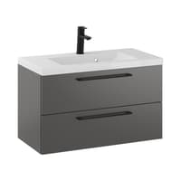 Szafka Wisząca Z Umywalką RON 80 cm - Titan Mat - Uchwyty Czarne Matowe