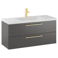 Szafka Wisząca Z Umywalką RON 100 cm - Titan Mat - Uchwyty Złote Szczotkowane