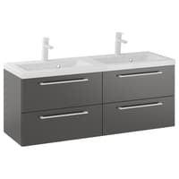 Szafka Wisząca Z Umywalką RON 120 cm DUO - Titan Mat - Uchwyty Białe Matowe