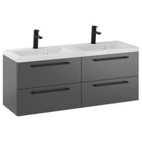 Szafka Wisząca Z Umywalką RON 120 cm DUO - Titan Mat - Uchwyty Czarne Matowe