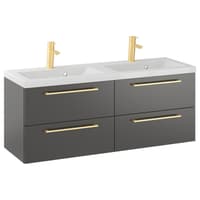 Szafka Wisząca Z Umywalką RON 120 cm DUO - Titan Mat - Uchwyty Złote Szczotkowane