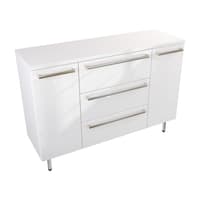 Szafka Stojąca Z Blatem ATH 120 cm D - Biały Wysoki Połysk - Uchwyty Stal Szczotkowana