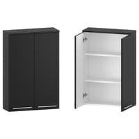 Szafka nad Pralkę RON 60 cm 2D90 - Czarny Mat - Uchwyty Chromowane