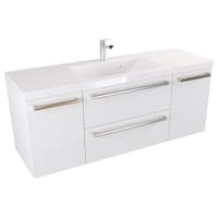 Szafka Wisząca Z Umywalką ATH 120 cm D - Biały Mat - Uchwyty Stal Szczotkowana