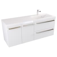 Szafka Wisząca Z Umywalką ATH 120 cm DS Prawa - Biały Mat - Uchwyty Stal Szczotkowana