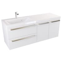 Szafka Wisząca Z Umywalką ATH 120 cm SD Lewa - Biały Mat - Uchwyty Stal Szczotkowana