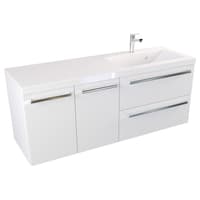 Szafka Wisząca Z Umywalką ATH 120 cm DS Prawa - Biały Mat - Uchwyty Chromowane