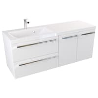 Szafka Wisząca Z Umywalką ATH 120 cm SD Lewa - Biały Mat - Uchwyty Chromowane