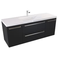 Szafka Wisząca Z Umywalką ATH 120 cm D - Czarny Mat - Uchwyty Stal Szczotkowana
