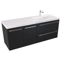Szafka Wisząca Z Umywalką ATH 120 cm DS Prawa - Czarny Mat - Uchwyty Stal Szczotkowana
