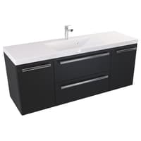Szafka Wisząca Z Umywalką ATH 120 cm D - Czarny Mat - Uchwyty Chromowane