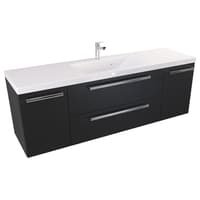 Szafka Wisząca Z Umywalką ATH 140 cm D - Czarny Mat - Uchwyty Chromowane