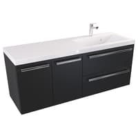Szafka Wisząca Z Umywalką ATH 120 cm DS Prawa - Czarny Mat - Uchwyty Chromowane
