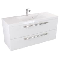 Szafka Wisząca Z Umywalką ATH 100 cm - Biały Mat - Uchwyty Stal Szczotkowana