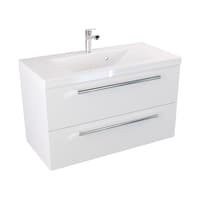 Szafka Wisząca Z Umywalką ATH 80 cm - Biały Mat - Uchwyty Chromowane