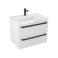 Szafka Wisząca Z Umywalką ATH 60 cm - Biały Mat - Uchwyty Czarne Matowe