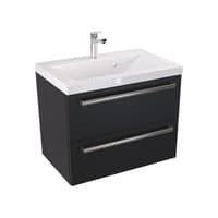 Szafka Wisząca Z Umywalką ATH 60 cm - Czarny Mat - Uchwyty Stal Szczotkowana