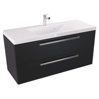 Szafka Wisząca Z Umywalką ATH 100 cm - Czarny Mat - Uchwyty Stal Szczotkowana