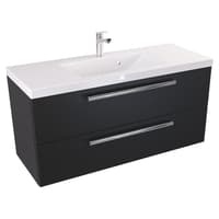 Szafka Wisząca Z Umywalką ATH 100 cm - Czarny Mat - Uchwyty Chromowane