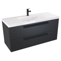 Szafka Wisząca Z Umywalką ATH 100 cm - Czarny Mat - Uchwyty Czarne Matowe