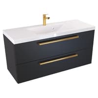 Szafka Wisząca Z Umywalką ATH 100 cm - Czarny Mat - Uchwyty Złote Polerowane