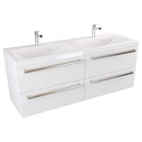 Szafka Wisząca Z Umywalką ATH 120 cm DUO - Biały Mat - Uchwyty Stal Szczotkowana