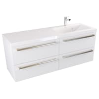 Szafka Wisząca Z Umywalką ATH 120 cm S Prawa - Biały Mat - Uchwyty Stal Szczotkowana