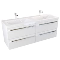 Szafka Wisząca Z Umywalką ATH 120 cm DUO - Biały Mat - Uchwyty Chromowane