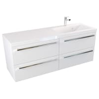 Szafka Wisząca Z Umywalką ATH 120 cm S Prawa - Biały Mat - Uchwyty Chromowane