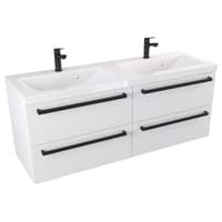 Szafka Wisząca Z Umywalką ATH 120 cm DUO - Biały Mat - Uchwyty Czarne Matowe