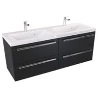 Szafka Wisząca Z Umywalką ATH 120 cm DUO - Czarny Mat - Uchwyty Chromowane
