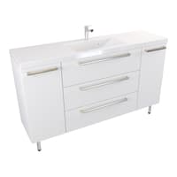Szafka Stojąca Z Umywalką ATH 140 cm D - Biały Mat - Uchwyty Stal Szczotkowana