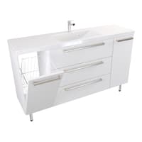 Szafka Stojąca Z Umywalką ATH 140 cm KD - Biały Mat - Uchwyty Stal Szczotkowana