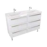Szafka Stojąca Z Umywalką ATH 120 cm DUO - Biały Mat - Uchwyty Stal Szczotkowana