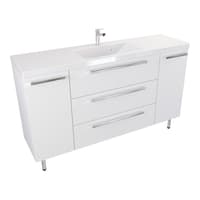 Szafka Stojąca Z Umywalką ATH 140 cm D - Biały Mat - Uchwyty Chromowane
