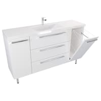 Szafka Stojąca Z Umywalką ATH 140 cm DK - Biały Mat - Uchwyty Chromowane