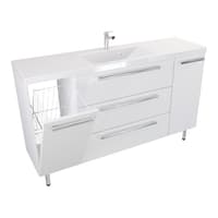 Szafka Stojąca Z Umywalką ATH 140 cm KD - Biały Mat - Uchwyty Chromowane