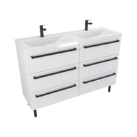 Szafka Stojąca Z Umywalką ATH 120 cm DUO - Biały Mat - Uchwyty Czarne Matowe
