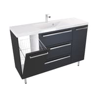 Szafka Stojąca Z Umywalką ATH 120 cm KD - Czarny Mat - Uchwyty Chromowane