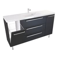 Szafka Stojąca Z Umywalką ATH 140 cm KD - Czarny Mat - Uchwyty Chromowane