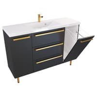 Szafka Stojąca Z Umywalką ATH 120 cm DK - Czarny Mat - Uchwyty Złote Polerowane